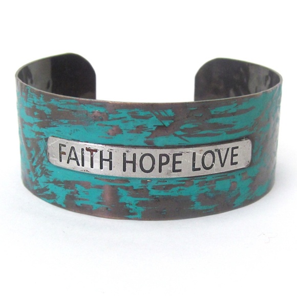 Patina Metal Message Bangle - Picture 1 of 1